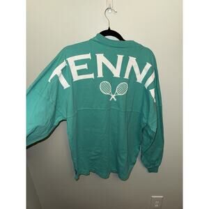 Tennis Spirit Jersey Women MD Tenniscore Preppy Casual Long Sleeve Tshirt Green